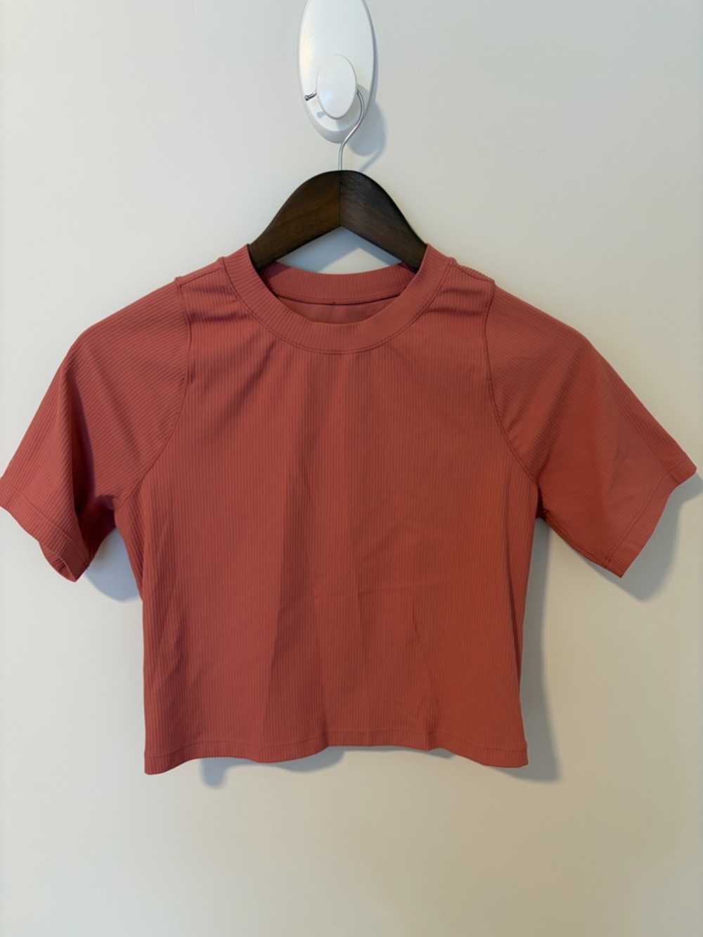 Nike Zenvy Ribbed Crop Top Dri Fit Gym Workout Terracotta Size Medium